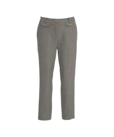 Cambio Cropped Trousers With Gold Button Detail And Tailored Fit In Gray