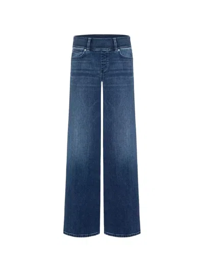 Cambio Elasticated-waist Wide-leg Jeans In Blue