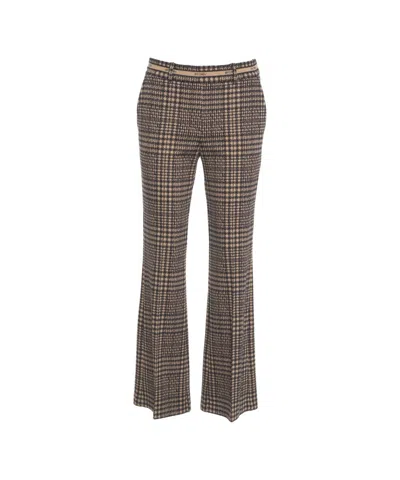 Cambio Flared Houndstooth Trousers With Tailored Fit In Brown