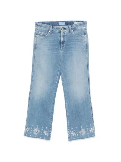 Cambio Francesca Broderie Anglaise Jeans In Blue