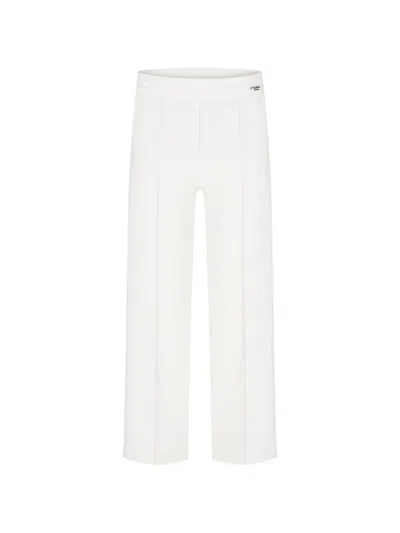 Cambio Front-creases Straight Trousers In White