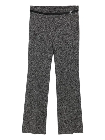 Cambio Herringbone-pattern Band-detail Trousers In Black
