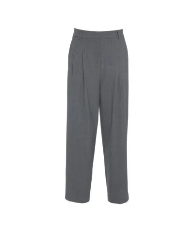 Cambio High Waist Ankle-length Pleated Trousers With Discreet Design In Gray