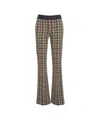 Cambio Houndstooth Flared Trousers With Elastic Waistband In Brown