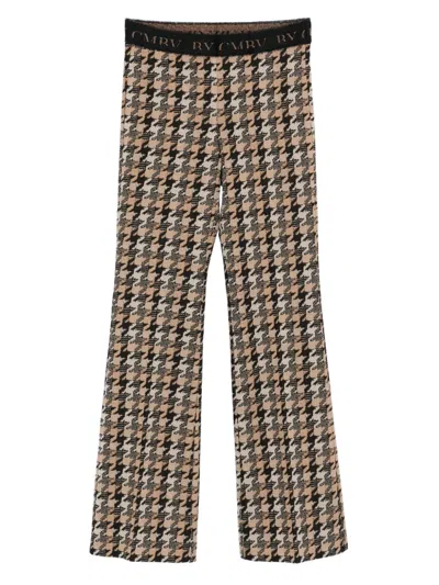 Cambio Houndstooth-pattern Flared Trousers In Neutral