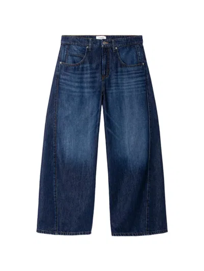 Cambio Orla Panelled Cropped Wide-leg Tapered Jeans In Blue