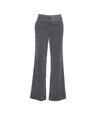 Cambio Wide-leg Corduroy Trousers With Adjustable Waistband In Gray