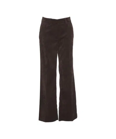 Cambio Wide-leg Corduroy Trousers With High Waist And Flared Silhouette In Brown