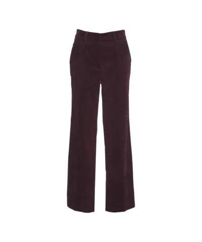 Cambio Wide-leg Corduroy Trousers With High Waist And Side Pockets In Purple
