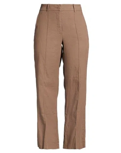 Cambio Woman Pants Brown Size 10 Linen, Cotton, Elastane