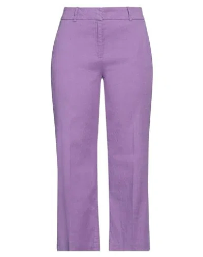 Cambio Woman Pants Purple Size 8 Linen, Cotton, Elastane