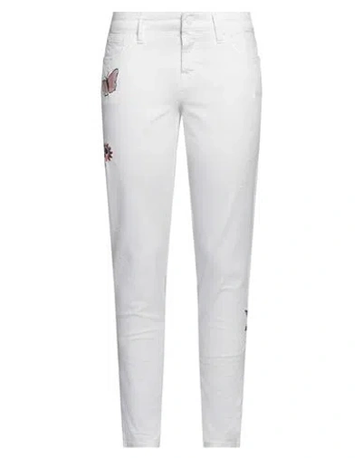 Cambio Woman Pants White Size 10 Cotton, Polyurethane