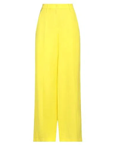 Cambio Woman Pants Yellow Size 10 Polyester, Linen