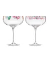 Cambridge Floral Bright Coupe Glasses, Set Of 2 In Multi