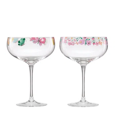 Cambridge 10 oz Floral Brights Coupe Glasses, Set Of 2 In Multi