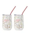 CAMBRIDGE 16 OZ FLORAL INSULATED WINE TUMBLER, SET OF 2