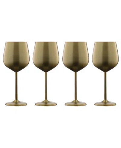 Cambridge 18 oz Gold Stainless Steel White Wine Glasses, Set Of 4