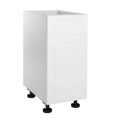 Cambridge Everest Quick Assemble Modern Style, Shaker White 15 In. Base Kitchen Cabinet,1 Drawer In Matte;shaker White;shaker Blanc