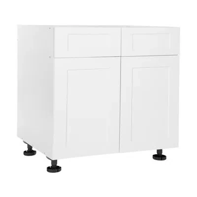 Cambridge Everest Quick Assemble Modern Style, Shaker White 36 In. Base Kitchen Cabinet,1 Drawer In Matte;shaker Blanc;shaker White
