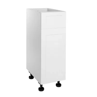 Cambridge Everest Quick Assemble Modern Style With Soft Close, Shaker 12 In Base Kitchen Cabinet, 1 Drawer In Matte;shaker Blanc;shaker White