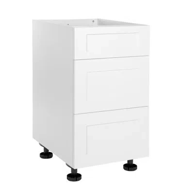 Cambridge Everest Quick Assemble Modern Style With Soft Close, Shaker Base Kitchen Cabinet, 3 Drawer In White