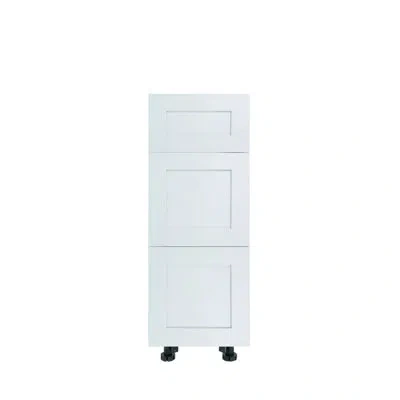 Cambridge Everest Ready To Assemble Shaker White Base Kitchen Cabinet, 3 Drawer
