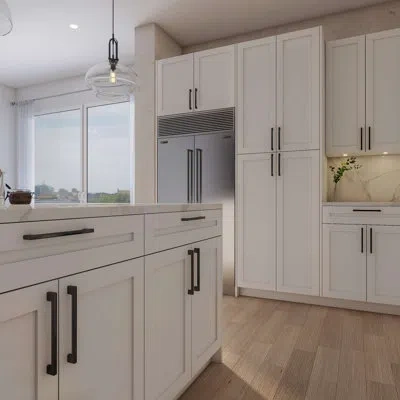 Cambridge Everest Shaker White Slab Style Kitchen Cabinet Filler (3 " W X 0.75 " D X 96 " H) In Matte;shaker White;shaker Blanc