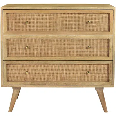 Cambridge Parkview Mango Wood 3-drw Chest, Rattan Front Drawers,33.5"wx18"dx31.5"h