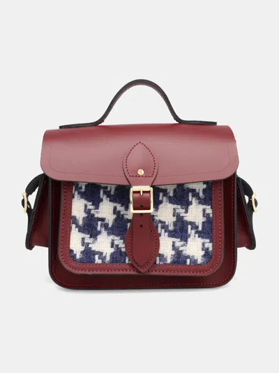 Cambridge Satchel The Traveller In Oversized Blue Houndstooth And Oxblood
