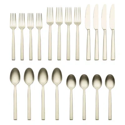 Cambridge Silversmiths Aero Mirror 20-piece Flatware Set In Gold