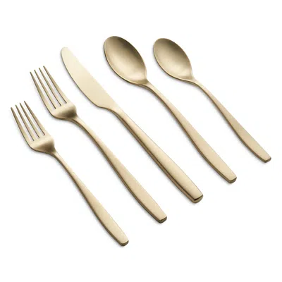 Cambridge Silversmiths Averie Satin 20 Piece Flatware Set In Gold