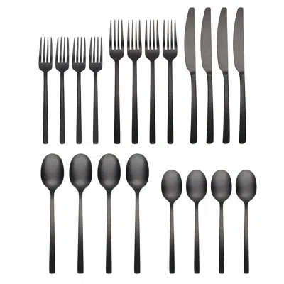 Cambridge Silversmiths Cambridge Beacon Black Satin 20-piece Flatware Set