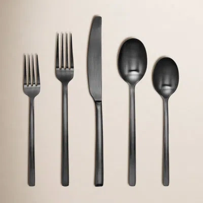 Cambridge Silversmiths Cambridge Beacon Satin 20-piece Flatware Set, Service For 4 In Black
