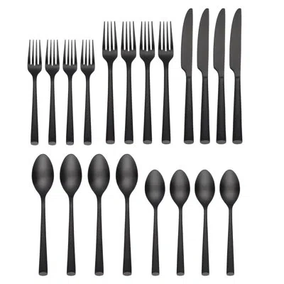 Cambridge Silversmiths Cambridge Gilda Black Satin 20-piece Flatware Set, Service For 4