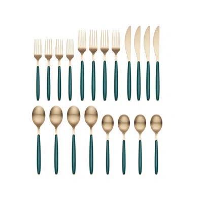 Cambridge Silversmiths Cambridge Kiernan Navy Champagne 20-piece Flatware Set In Green
