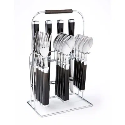Cambridge Silversmiths Cambridge Temptation Black Charcoal 16-piece Flatware Rack