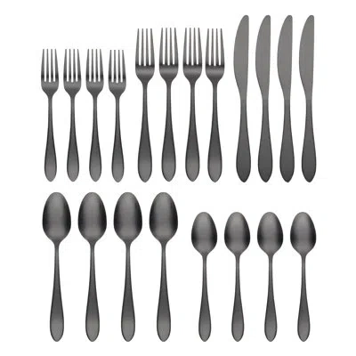 Cambridge Silversmiths Delia Black Satin 20-piece Flatware Set
