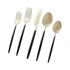 Cambridge Silversmiths Gaze Black Champagne Satin 20 Piece Flatware Set In Black/champagne