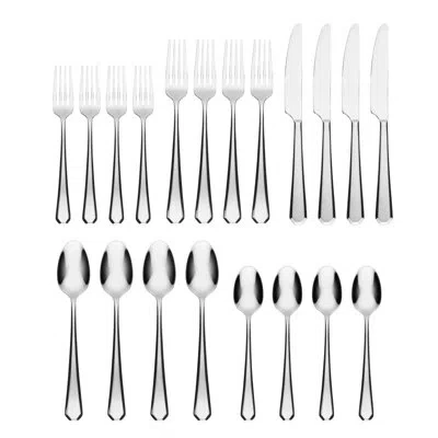 Cambridge Silversmiths Geo Champagne Satin 20-piece Flatware Set In Silver