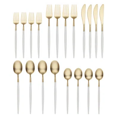 Cambridge Silversmiths Mazzy Gold With White-handle 20-piece Flatware Set