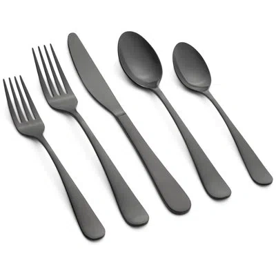 Cambridge Silversmiths Rhiannon Black Satin 20-piece Flatware Set, Black In Gray