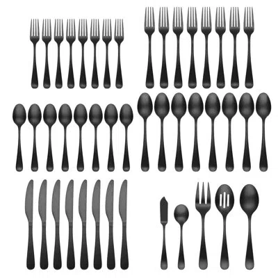 Cambridge Silversmiths Rhiannon Satin 45-piece Flatware Set In Black