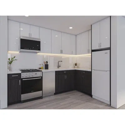 Cambridge White Gloss & Carbon Marine Assembled Kitchen Cabinet Set – Full Kit In Matte Black