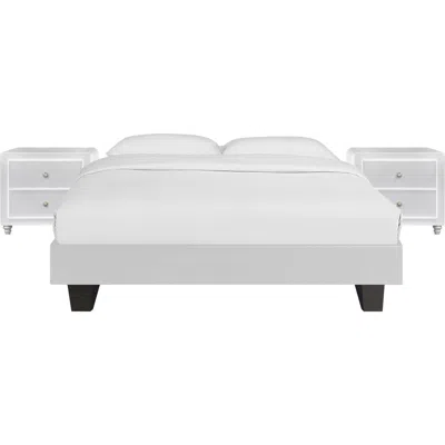 Camden Isle Acton Platform Bed, King, White With 2 Nightstands/ White