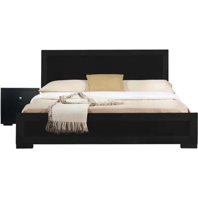 Camden Isle Trent Wooden Platform Bed In Black, Twin With 1 Nightstand