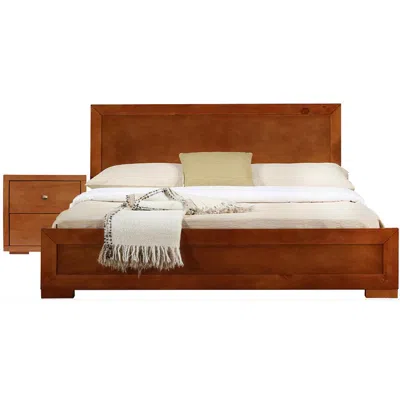 Camden Isle Trent Wooden Platform Bed In Cherry, Full With 1 Nightstand