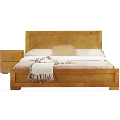 Camden Isle Trent Wooden Platform Bed In Oak, Full With 1 Nightstand