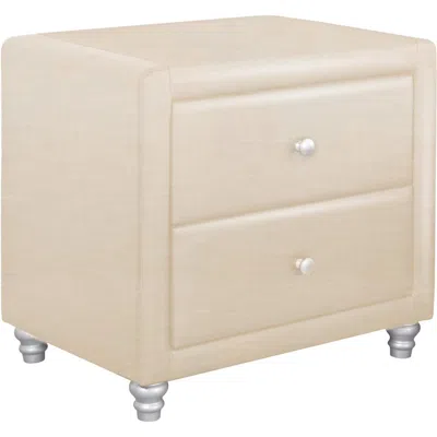 Camden Isle Upholstered 2 Drawer Nightstand, Beige/ Beige