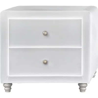 Camden Isle Upholstered 2 Drawer Nightstand, White/ White