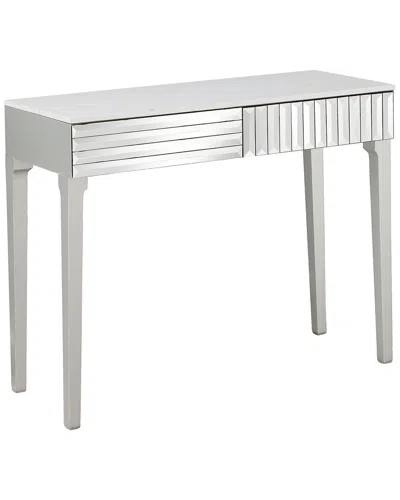 Camden Isle Carla 40 In. Antique Silver Rectangle Glass Console Table In White